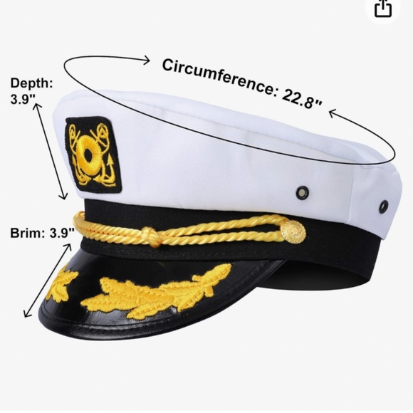 Yacht Skipper Hat Ship Captain Cap Costume Sailor Boat Ship - Picture 10 of 10